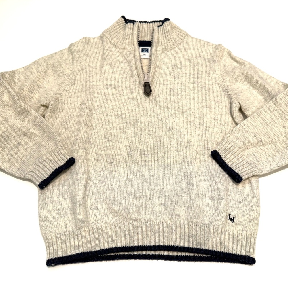 Janie and Jack 2T Cream Sweater with Navy Trim